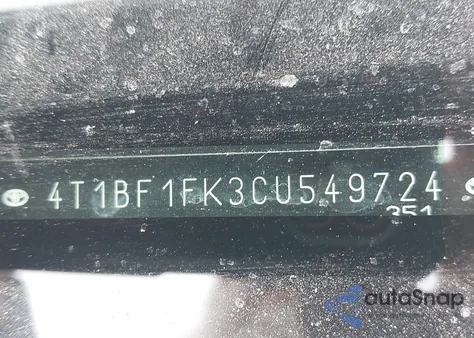 2012 Toyota Camry Se from USA, damaged, VIN 4T1BF1FK3CU549724